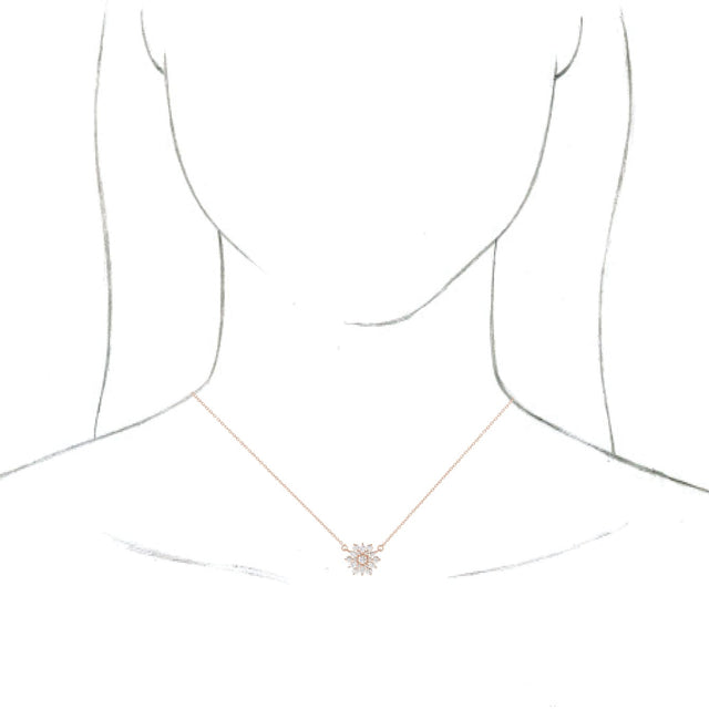 14K Gold Round Natural Diamond Vintage-Inspired Necklace - Rose Gold - view 3