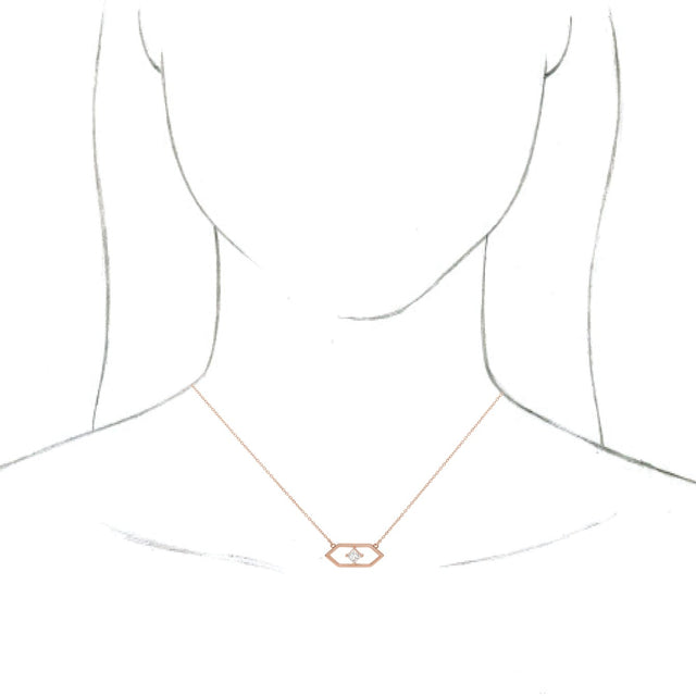 14K Gold Square Natural Diamond Geometric Necklace - Rose Gold - view 3