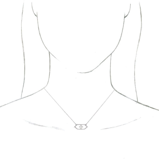 14K Gold Square Natural Diamond Geometric Necklace - White Gold - view 3