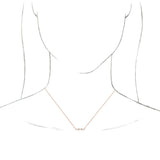 14K Gold Three-Stone Bar Necklace - Rose Gold - view 3