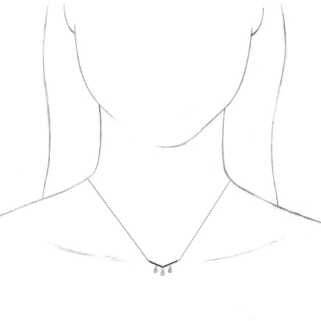 Platinum Round Natural Diamond V Bar Necklace - view 3