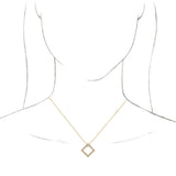 14K Gold Square Natural Diamond Accented Geometric Necklace or Pendant - Yellow Gold - view 3