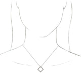 Platinum Square Natural White Sapphire Accented Geometric Necklace or Pendant - view 3