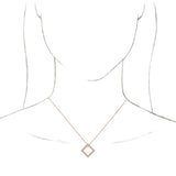14K Gold Square Natural Diamond Accented Geometric Necklace or Pendant - Rose Gold - view 3