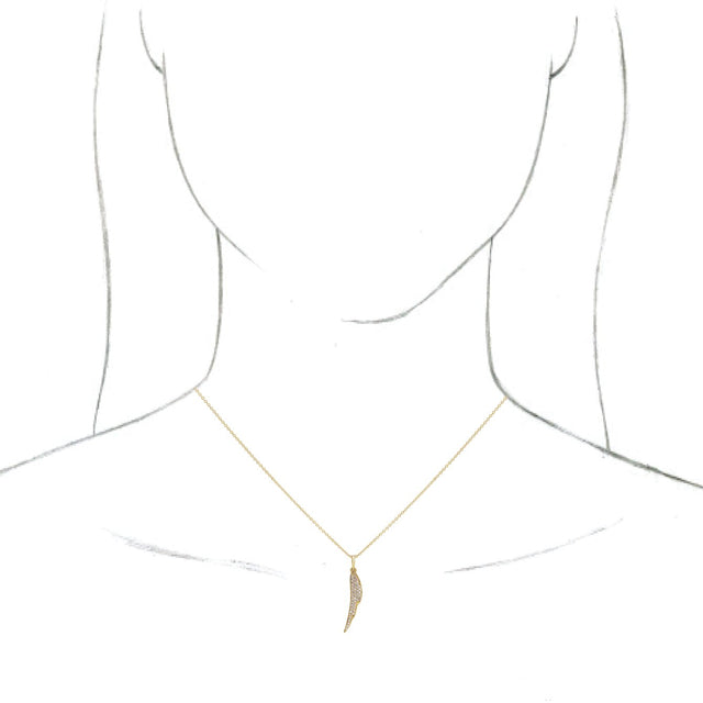 14K Gold Feather Necklace or Pendant - Yellow Gold - view 3