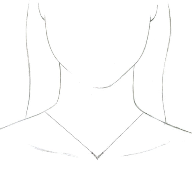 Platinum Round Natural Diamond V Necklace - view 3