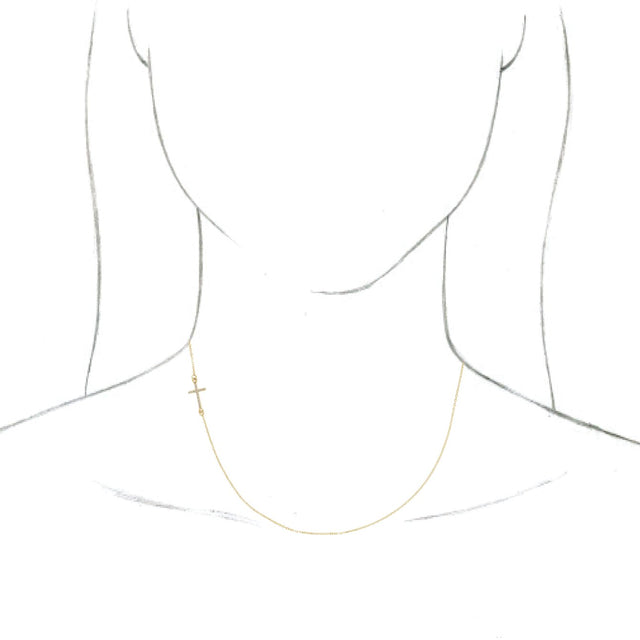 14K Gold Round Natural Diamond Accented Sideways Cross Necklace - Yellow Gold - view 3