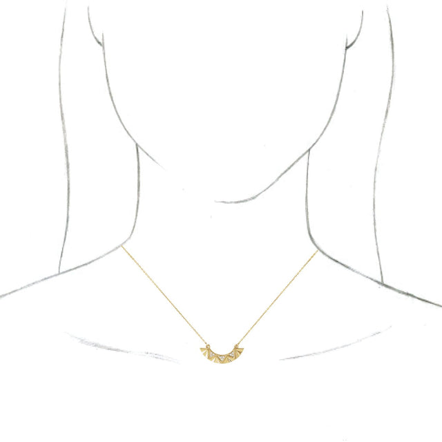 14K Gold Round Natural Diamond Curved Bar Necklace - Yellow Gold - view 3