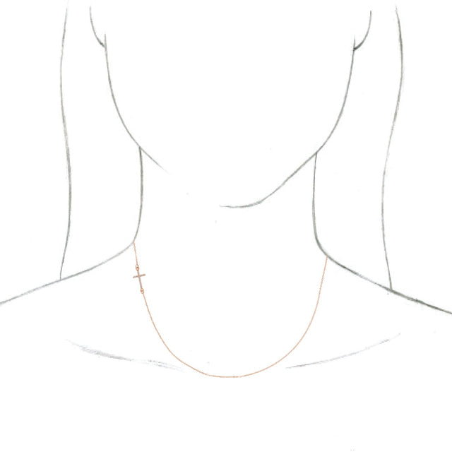 14K Gold Round Natural Diamond Accented Sideways Cross Necklace - Rose Gold - view 3