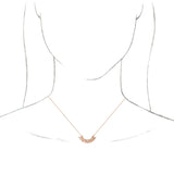 14K Gold Round Natural Diamond Curved Bar Necklace - Rose Gold - view 3