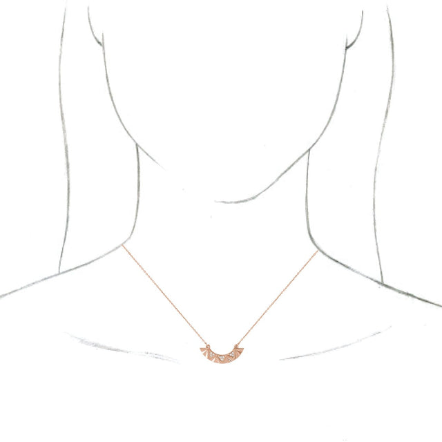 14K Gold Round Natural Diamond Curved Bar Necklace - Rose Gold - view 3