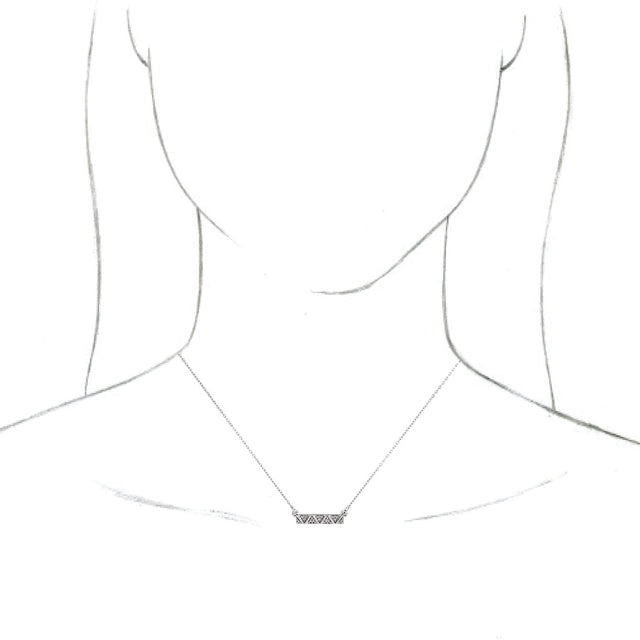 14K Gold Geometric Bar Necklace - White Gold - view 3