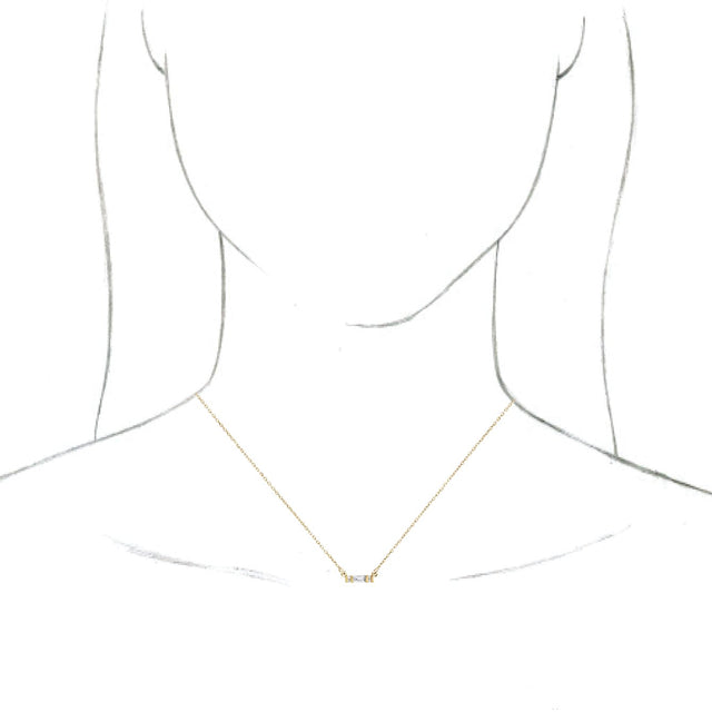 14K Gold Straight Baguette Natural Diamond Accented Bar Necklace - Yellow Gold - view 3