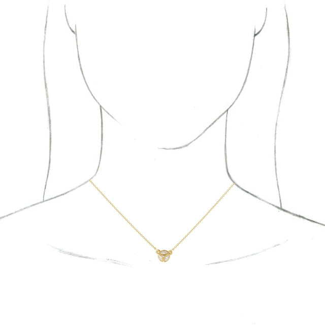 14K Gold Marquise Natural Diamond Cluster Necklace - Yellow Gold - view 3