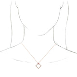 14K Gold Square Natural Pink Tourmaline Accented Geometric Necklace or Pendant - Rose Gold - view 3