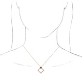 14K Gold Square Natural Mozambique Garnet Accented Geometric Necklace or Pendant - Rose Gold - view 2