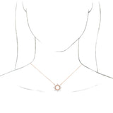 14K Gold Tapered Baguette Natural Diamond Accented Circle Necklace - Rose Gold - view 3