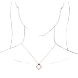 14K Gold Square Natural Amethyst Accented Geometric Necklace or Pendant - Rose Gold - view 3
