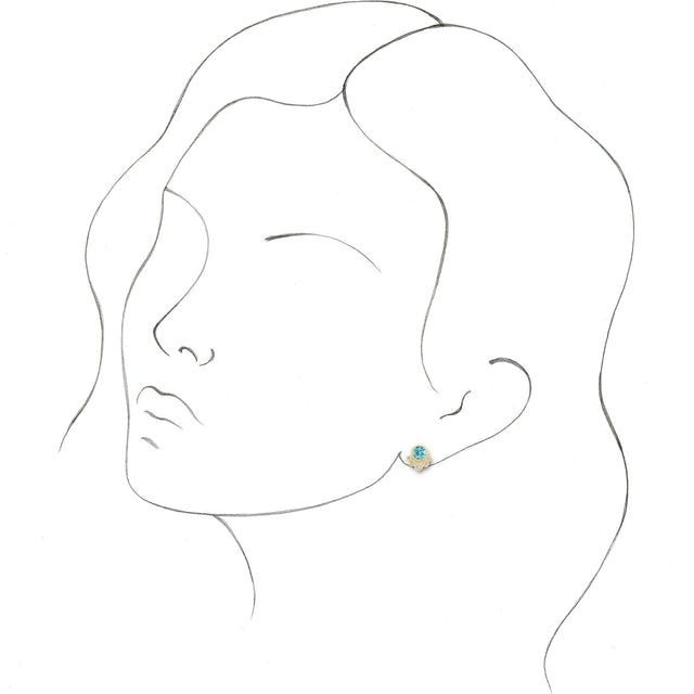 14K Gold Round Natural Blue Zircon Accented Bezel-Set Earrings - Yellow Gold - view 3