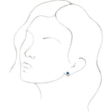 Platinum Round Lab-Grown Blue Sapphire Accented Bezel-Set Earrings - view 3