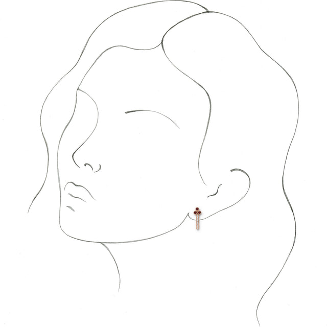 14K Gold Round Natural Mozambique Garnet Accented Bezel-Set J-Hoop Earrings - Rose Gold - view 3