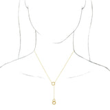 14K Gold Round Natural Diamond Circle Y Necklace - Yellow Gold - view 3