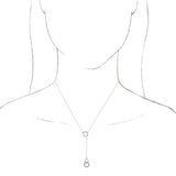 14K Gold Round Natural Diamond Circle Y Necklace - White Gold - view 3
