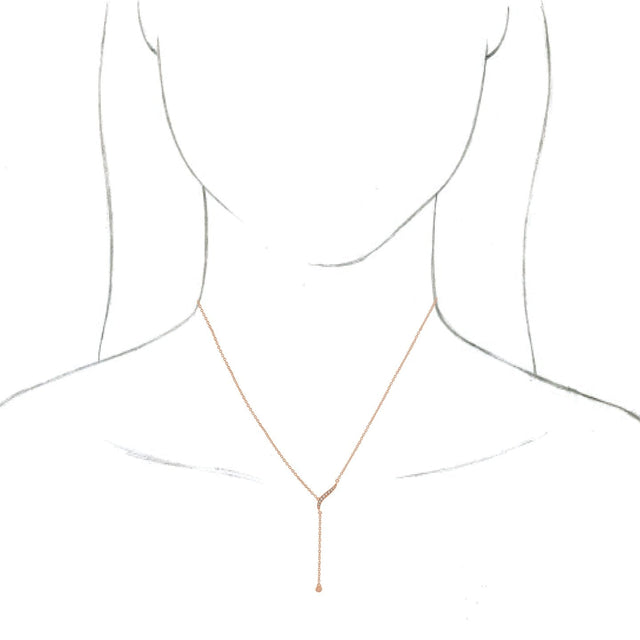14K Gold Round Natural Diamond Freeform Y Necklace - Rose Gold - view 3