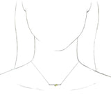 14K Gold Pear Natural Peridot Accented Bar Necklace - White Gold - view 3