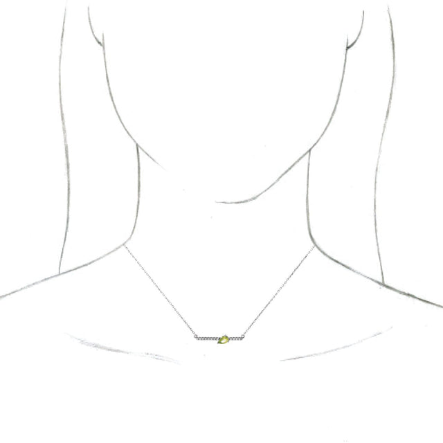 Platinum Pear Natural Peridot Accented Bar Necklace - view 3