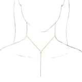 14K Gold Round Natural Diamond Bar Y Necklace V - Yellow Gold - view 3