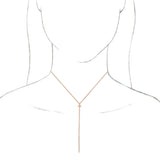 14K Gold Round Natural Diamond Bar Y Necklace V - Rose Gold - view 3