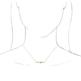 14K Gold Pear Natural Aquamarine Accented Bar Necklace - Rose Gold - view 3