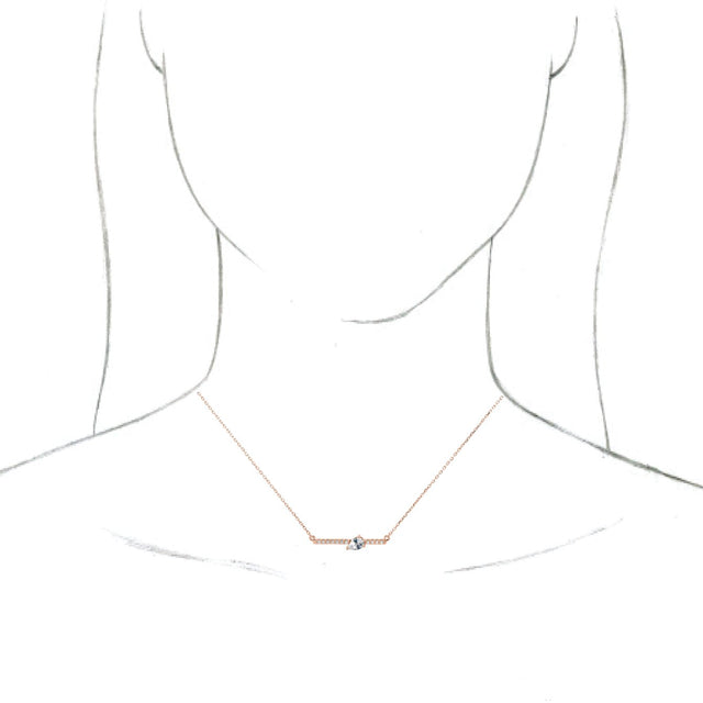 14K Gold Pear Natural Diamond Accented Bar Necklace - Rose Gold - view 2