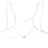 14K Gold Pear Lab-Grown Emerald Accented Bar Necklace - Rose Gold - view 3