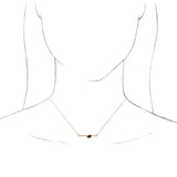 14K Gold Pear Natural Mozambique Garnet Accented Bar Necklace - Rose Gold - view 3