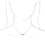 14K Gold Pear Lab-Grown Ruby Accented Bar Necklace - Rose Gold - view 3