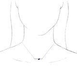 Platinum Pear Natural Blue Sapphire Accented Bar Necklace - view 3