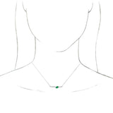 14K Gold Pear Lab-Grown Emerald Accented Bar Necklace - White Gold - view 3