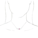14K Gold Pear Natural Pink Tourmaline Accented Bar Necklace - White Gold - view 3