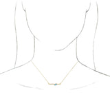 14K Gold Pear Natural Aquamarine Accented Bar Necklace - Yellow Gold - view 3