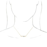 14K Gold Pear Natural Diamond Accented Bar Necklace - Yellow Gold - view 2