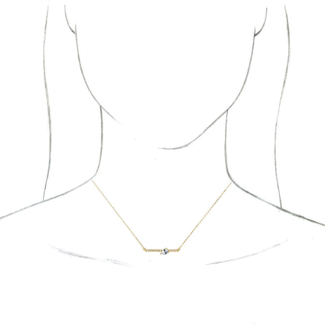 14K Gold Pear Natural Diamond Accented Bar Necklace - Yellow Gold - view 2