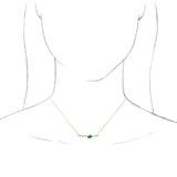 14K Gold Pear Lab-Grown Emerald Accented Bar Necklace - Yellow Gold - view 3