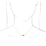 14K Gold Pear Natural Pink Tourmaline Accented Bar Necklace - Yellow Gold - view 3