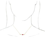 14K Gold Pear Lab-Grown Ruby Accented Bar Necklace - Yellow Gold - view 3