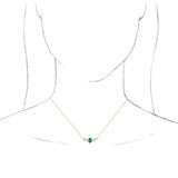 14K Gold Pear Natural Emerald Accented V Necklace - Yellow Gold - view 4
