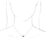 14K Gold Pear Lab-Grown Emerald Accented V Necklace - Rose Gold - view 3