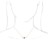 14K Gold Pear Lab-Grown Blue Sapphire Accented V Necklace - Rose Gold - view 3
