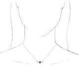 Platinum Pear Lab-Grown Ruby Accented V Necklace - view 3